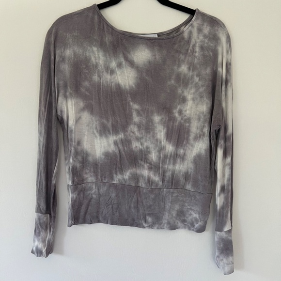 Veronica M Jersey Tie Dye Dolman Top Grey Long Sleeve - Picture 4 of 7